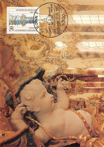 Cartolina Dominikus Zimmermann timbro filatelico 1985 | Immagine principale