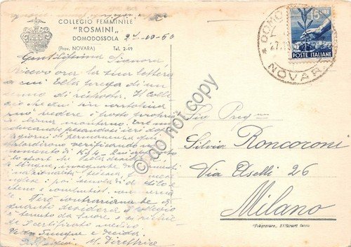 Cartolina Domodossola Collegio Rosmini Vista d'angolo 1950