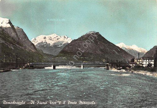 Cartolina Domodossola Fiume Toce Ponte Mizzocola anni '60