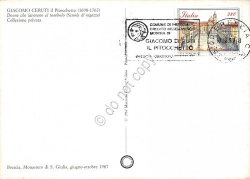 Cartolina Donne al tombolo Giacomo Ceruti Timbro a targhetta Giacomo …