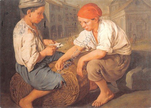 Cartolina Donne al tombolo Giacomo Ceruti Timbro a targhetta Giacomo …