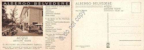 Cartolina doppia Acqui Terme Albergo Belvedere