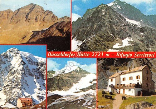 Cartolina Dusseldorfer Hutte Rifugio Serristori vedute timbro CAI (Bolzano) | Immagine principale