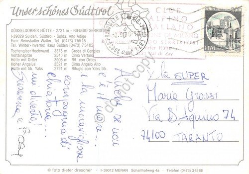 Cartolina Dusseldorfer Hutte Rifugio Serristori vedute timbro CAI (Bolzano) | Immagine Gallery 2
