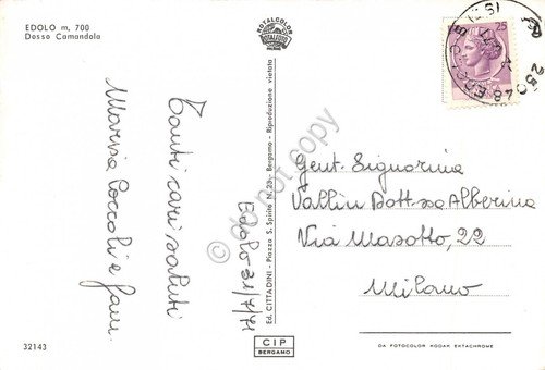 Cartolina Edolo Dosso Comandola 1971
