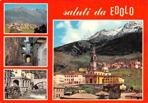 Cartolina Edolo vedute paese chiesa e vicolo (Brescia) | Immagine principale