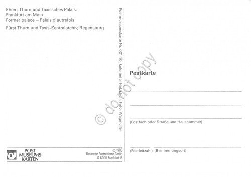 Cartolina Ehern Thurn und Taxissches Palais Timbro filatelico 1989 | Immagine Gallery 2