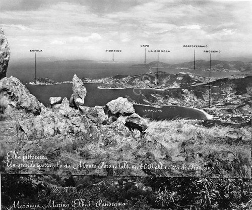 Cartolina Elba - Panorama da Monte Perone - anni '60 …