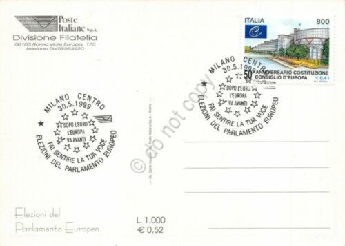 Cartolina Elezioni Europee 1999 timbro filatelico Milano | Immagine Gallery 2