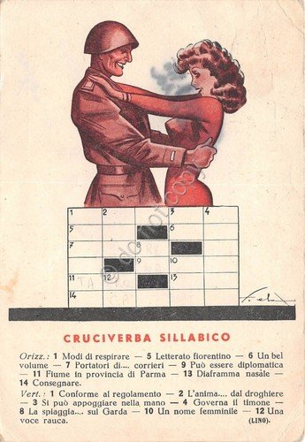 Cartolina Enigmistica - Cruciverba Illustrata Fierofante MIlitare 1944 | Immagine principale