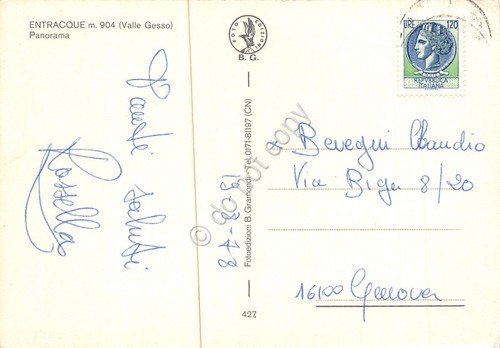 Cartolina Entracque Panorama 1978