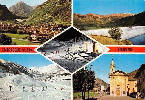 Cartolina Entraque vedute varie 1973 grafica (Aosta) | Immagine principale