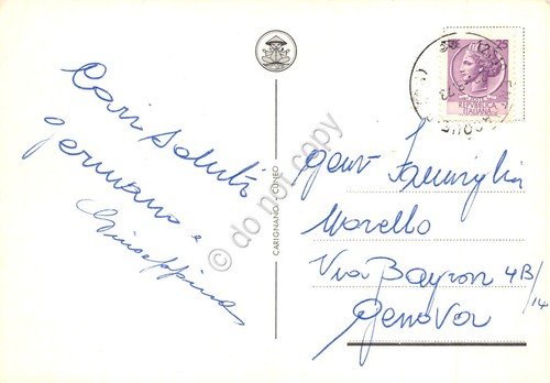 Cartolina Entraque vedute varie 1973 grafica (Aosta)