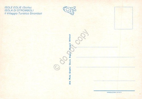 Cartolina Eolie Isola di Stromboli Villaggio Turistico dal mare anni …