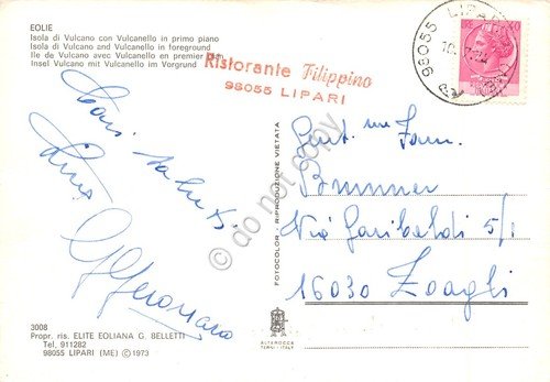 Cartolina Eolie Isola di Vulcano con Vulcanello Timbro Ristorante Filippino … | Immagine Gallery 2