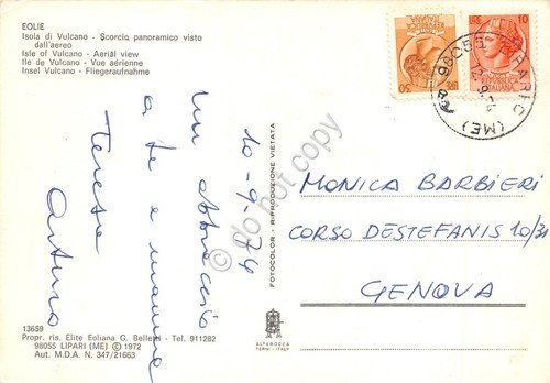 Cartolina Eolie Isola Vulcano vista dall'aero 1974 | Immagine Gallery 2