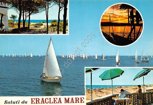 Cartolina Eraclea a mare 4 vedute piaggia barca a vela …