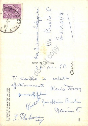 Cartolina Eremo di Camaldoli Eremiti ritornano nelle loro celle 1966 …