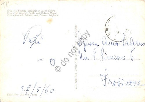 Cartolina Erice Castello Spagnolo 1960 (Trapani)
