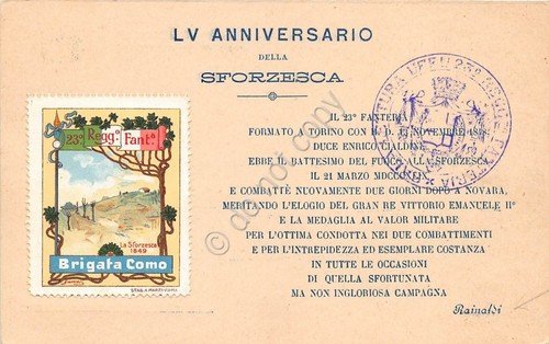 Cartolina Erinnofilo Reggimentali Chiudilettera 23° Reggimento Fanteria