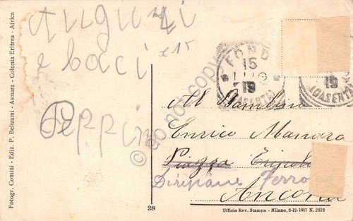 Cartolina Eritrea Stazione Ferroviaria di Ghinda 1919