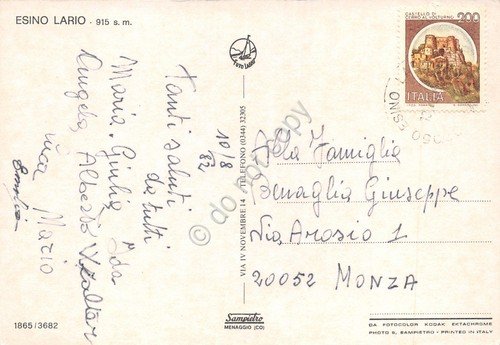 Cartolina Esino Lario Panorama 1982 (Como) | Immagine Gallery 2