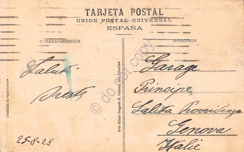 Cartolina Espana San Sebastian Hotel Londres y Playa 1928