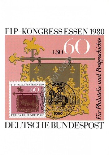 Cartolina Essen FIP Kongress Timbro filatelico 1980 | Immagine principale