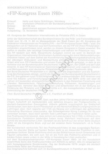 Cartolina Essen FIP Kongress Timbro filatelico 1980 | Immagine Gallery 2
