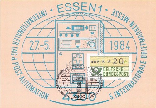 Cartolina Essen Messe tag der Postautomation Timbro filatelico 1984 | Immagine principale