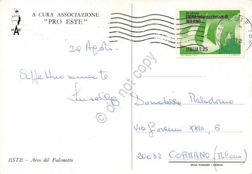 Cartolina Este Arco del Falconetto Associazione Pro Este 1972