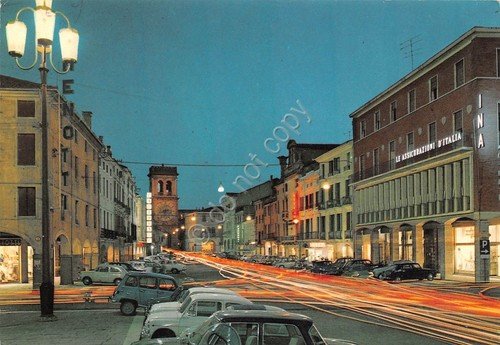 Cartolina Este Via Roma notturno assicurazioni INA auto 1971 | Immagine principale
