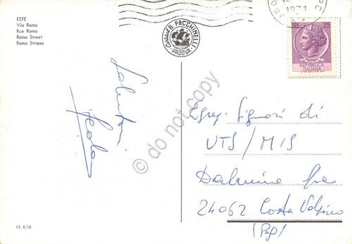 Cartolina Este Via Roma notturno assicurazioni INA auto 1971