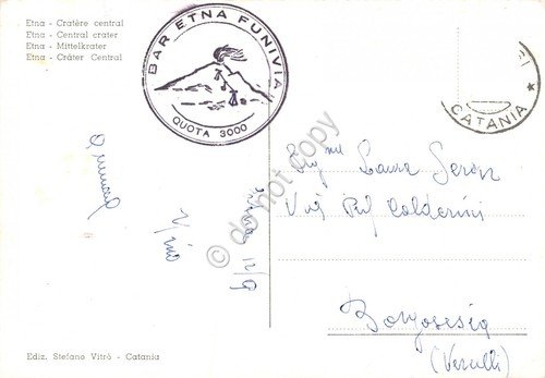 Cartolina Etna Cratere centrale timbro Bar Etna funivia (Catania) | Immagine Gallery 2