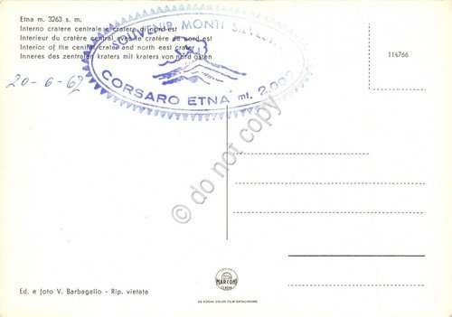 Cartolina Etna Interno cratere centrale timbro Corsaro Etna 1967 (Catania) | Immagine Gallery 2