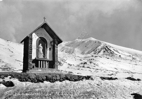 Cartolina Etna Madonnina della neve 1958 (Catania)