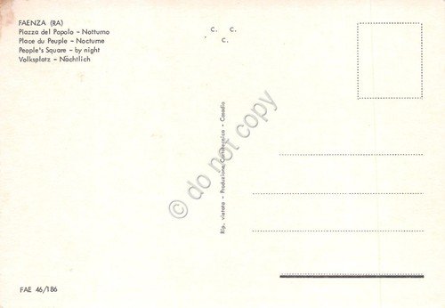 Cartolina Faenza Piazza del Popolo Notturno anni '80