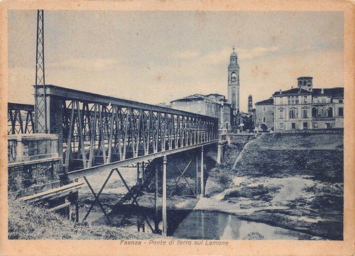 Cartolina Faenza Ponte di ferro sul Lamone
