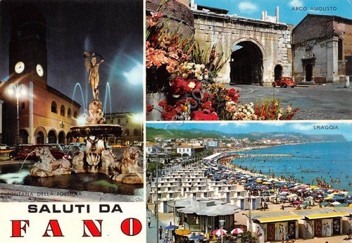 Cartolina Fano 3 vedute spiaggia notturno (Pesaro) | Immagine principale