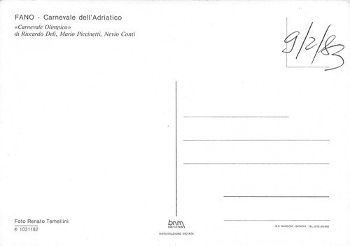 Cartolina Fano Carnevale dell'Adriatico Carnevale Olimpico 1983 | Immagine Gallery 2