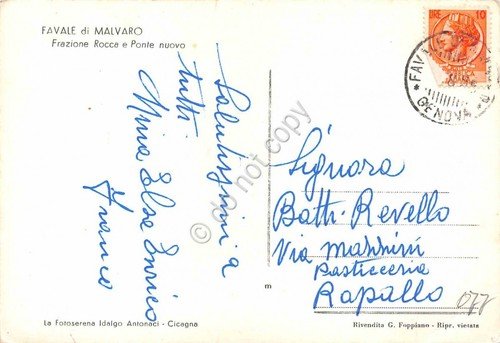 Cartolina Favale di Malvaro Frazione Rocca e Ponte Nuovo anni …