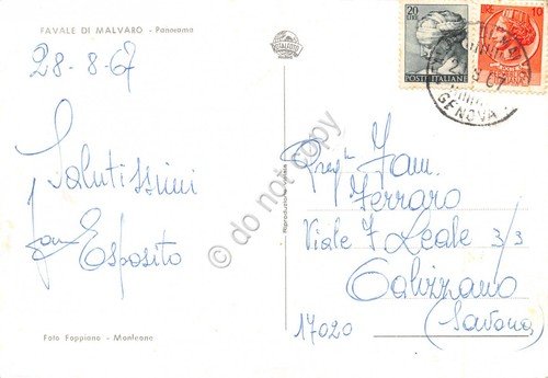 Cartolina Favale di Malvaro panorama 1967