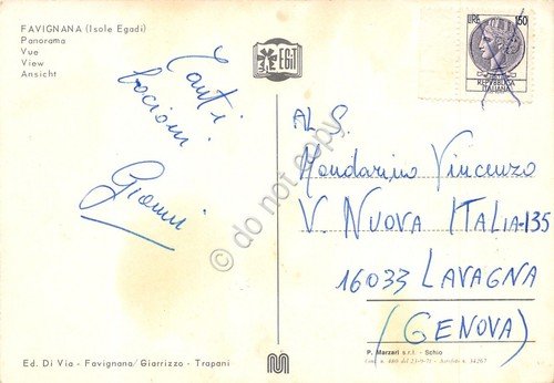 Cartolina Favignana Isole Egadi panorama