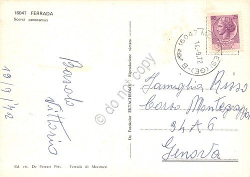 Cartolina Ferrada vedute 1972
