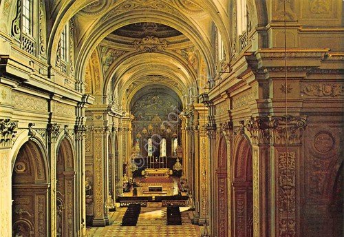 Cartolina Ferrara Duomo interno cattedrale anni '80