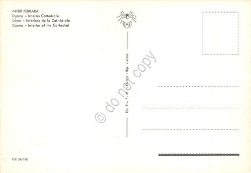 Cartolina Ferrara Duomo interno cattedrale anni '80