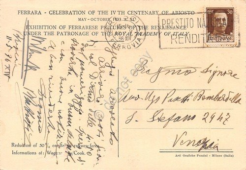 Cartolina Ferrara Esposizione Pittura ferrarese S. Giovanni Timbro a targhetta | Immagine Gallery 2