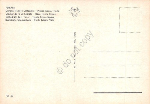 Cartolina Ferrara Piazza Trento Trieste campanile Cattedrale auto anni '80 | Immagine Gallery 2