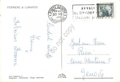 Cartolina Ferriere di Lumarzo 1966 panorama