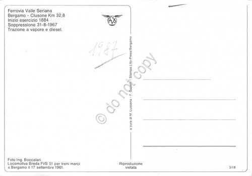 Cartolina Ferrovia Valle di Susa Treno Breda FVS 51 per …